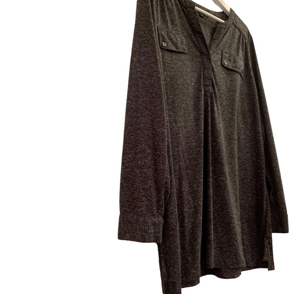 Addition Elle Women’s Shirt Size X US 12 Marle Grey Pullover Linen Rill Sleeves - Picture 3 of 11